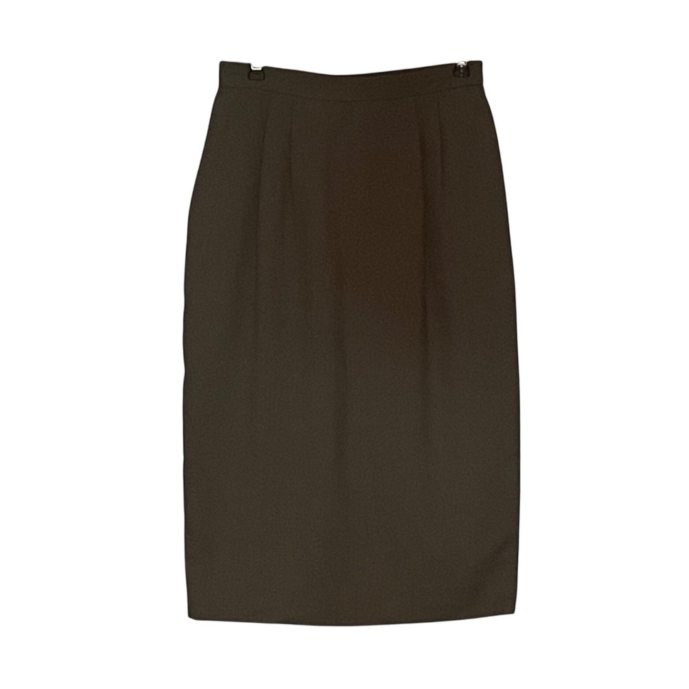 VTG Made in USA Olive Green Worsted Wool Dacron Polyester blend Pencil Skirt 6